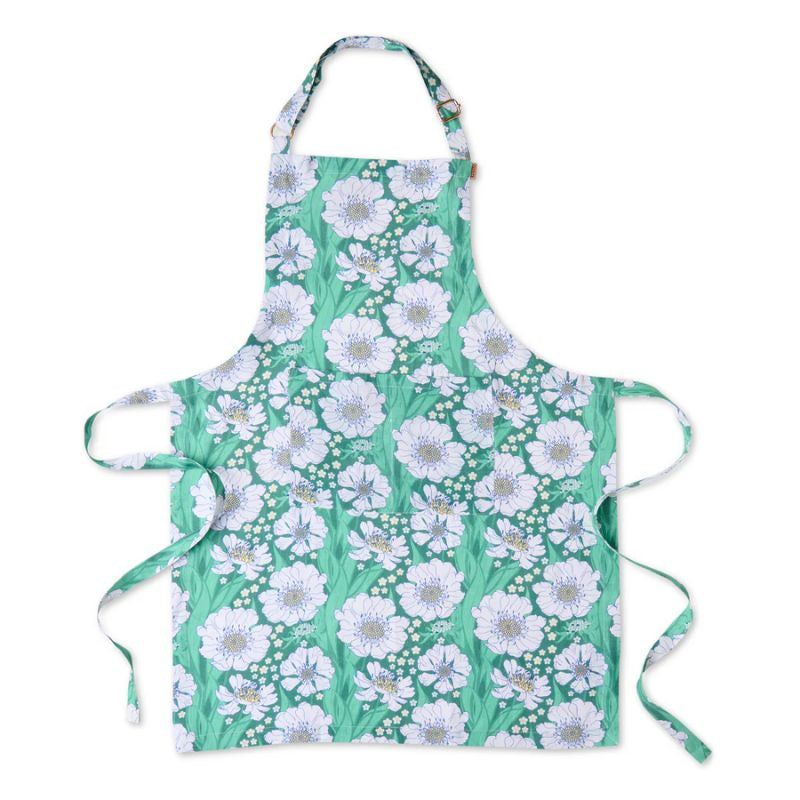 Kip & Co | Tumbling Flowers Green Linen Apron