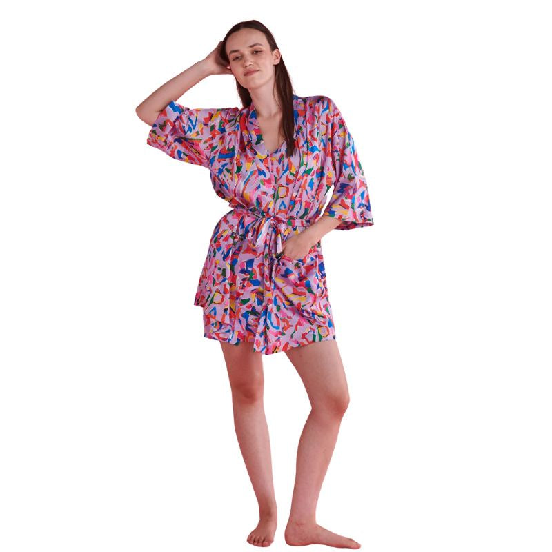 Kip &amp; Co x Jenny Kee Opal Oz Pax Lilac Satin Robe