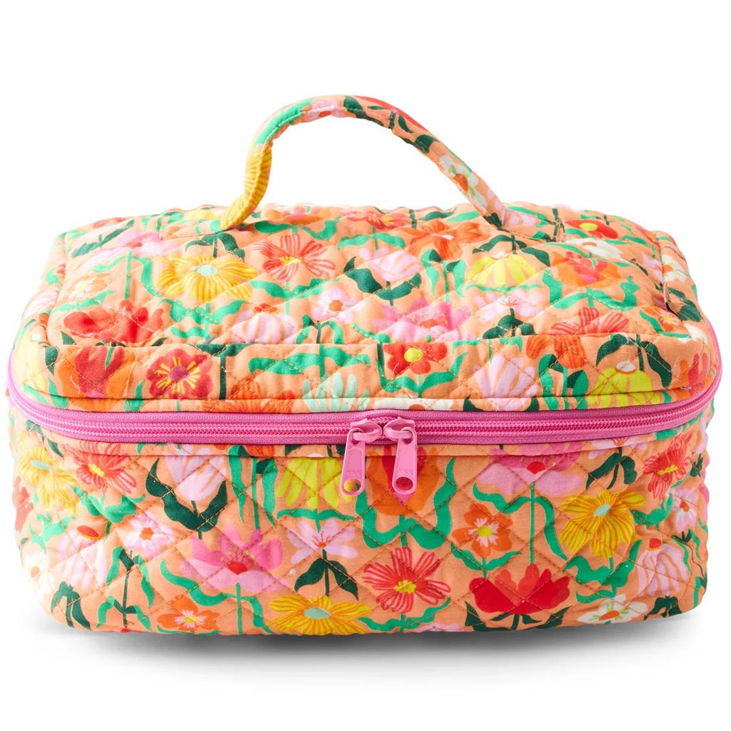 Kip &amp; Co | Popping Flowers Peach Quilted Toiletry Case