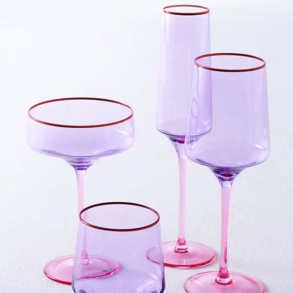 Kip & Co  | Lilac Colour Block Champagne Glass 2P Set
