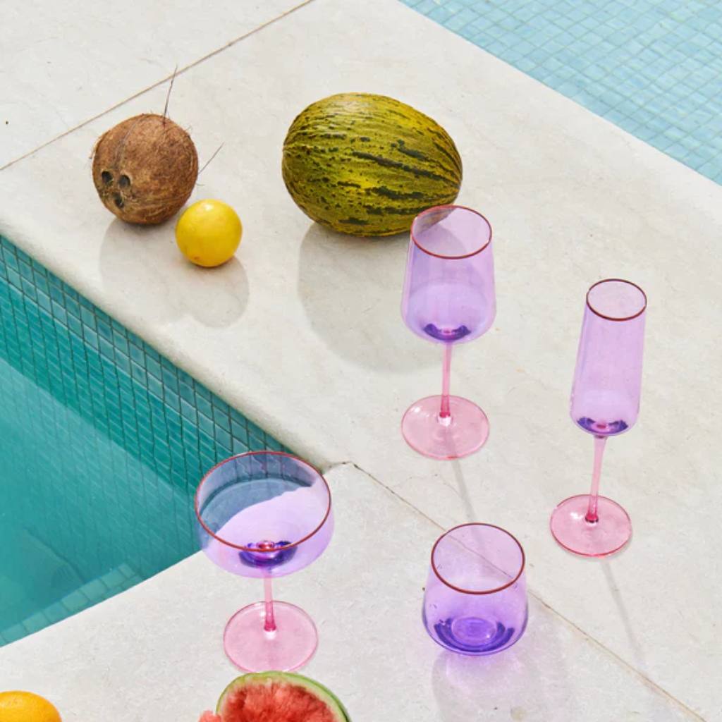 Kip & Co  | Lilac Colour Block Champagne Glass 2P Set