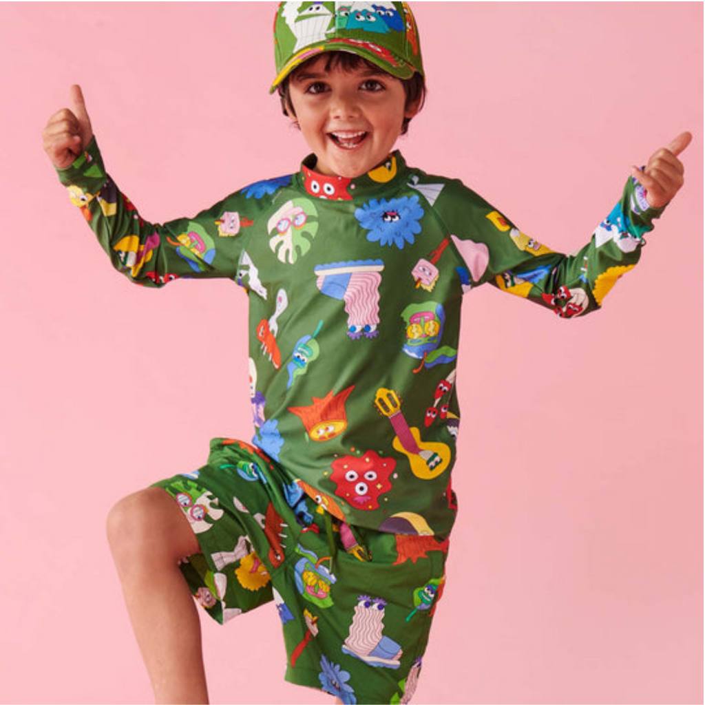 Explore the Kip & Co Nature Things Boardies at Cove! These board shorts feature quick-dry fabric and vibrant, fun prints perfect for any beach day.