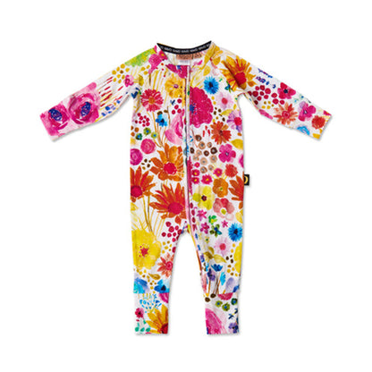 Kip & Co Field Of Dreams In Colour Organic Long Sleeve Zip Romper