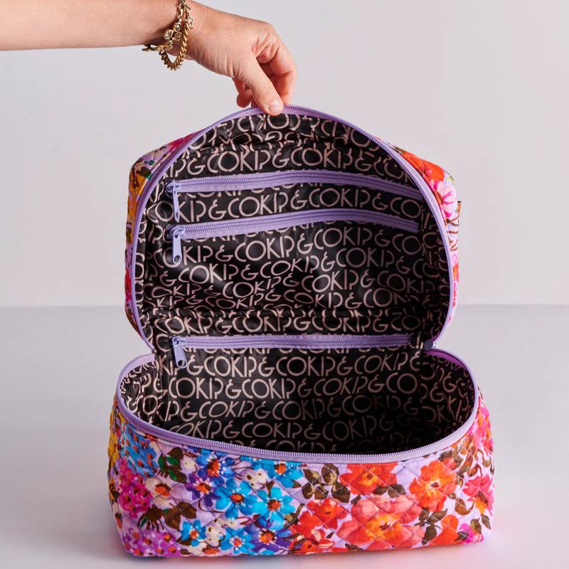 Kip & Co | Forever Floral Lilac Quilted Cotton Toiletry Case