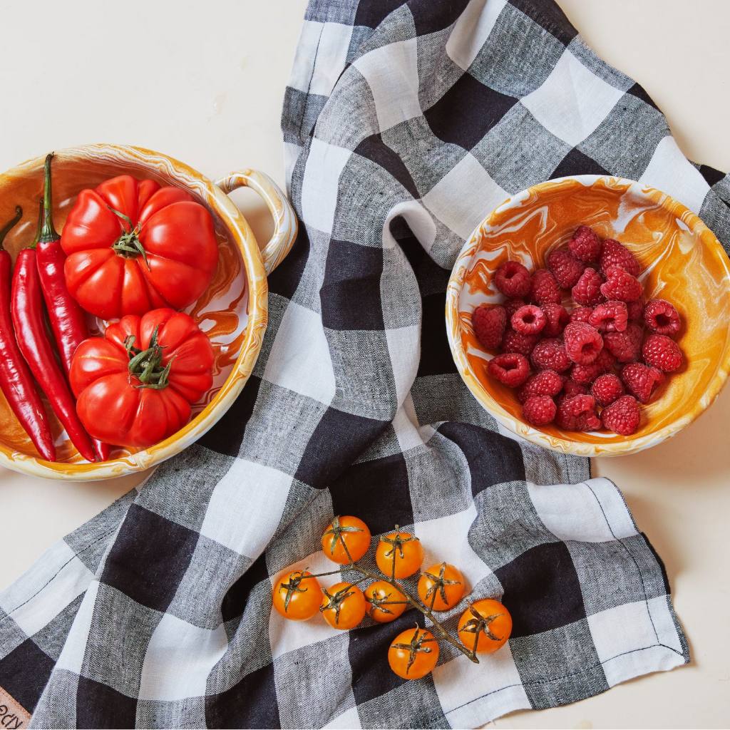 Kip & Co  | Black & White Gingham Linen Tea Towel