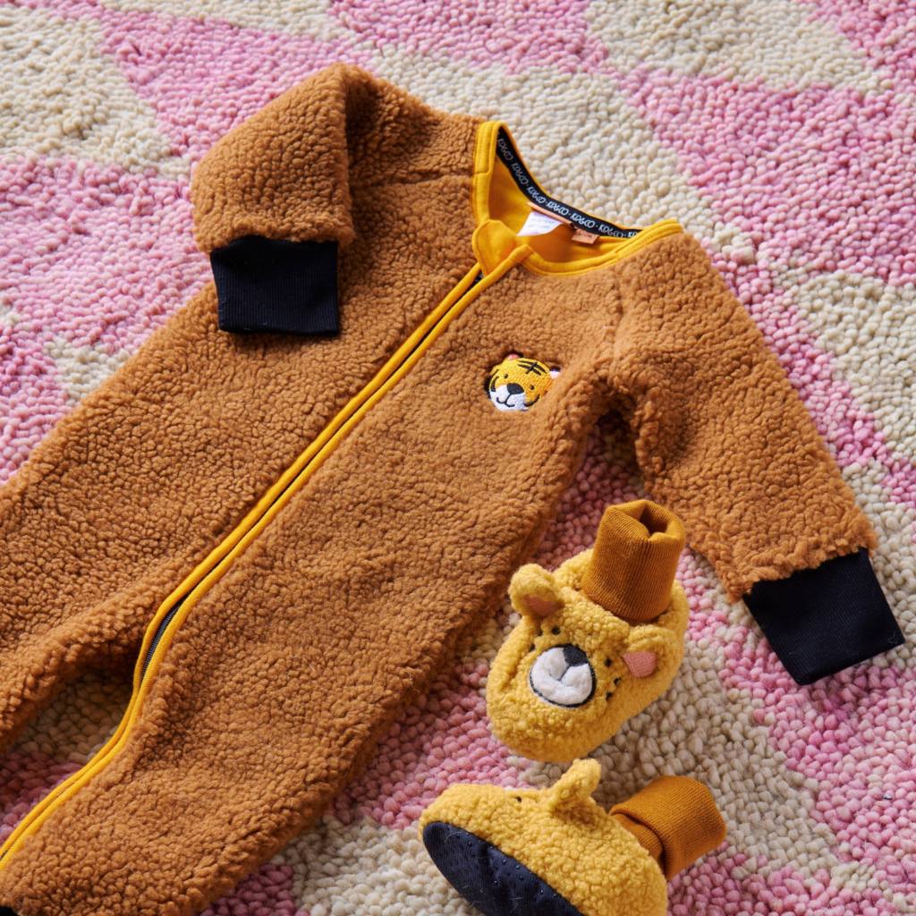 Kip & Co | Little Tiger Sherpa Long Sleeve Zip Romper