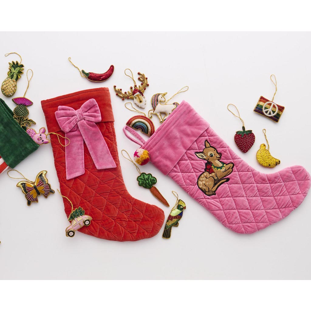 Kip & Co | Rudolph Embroidered Velvet Stocking