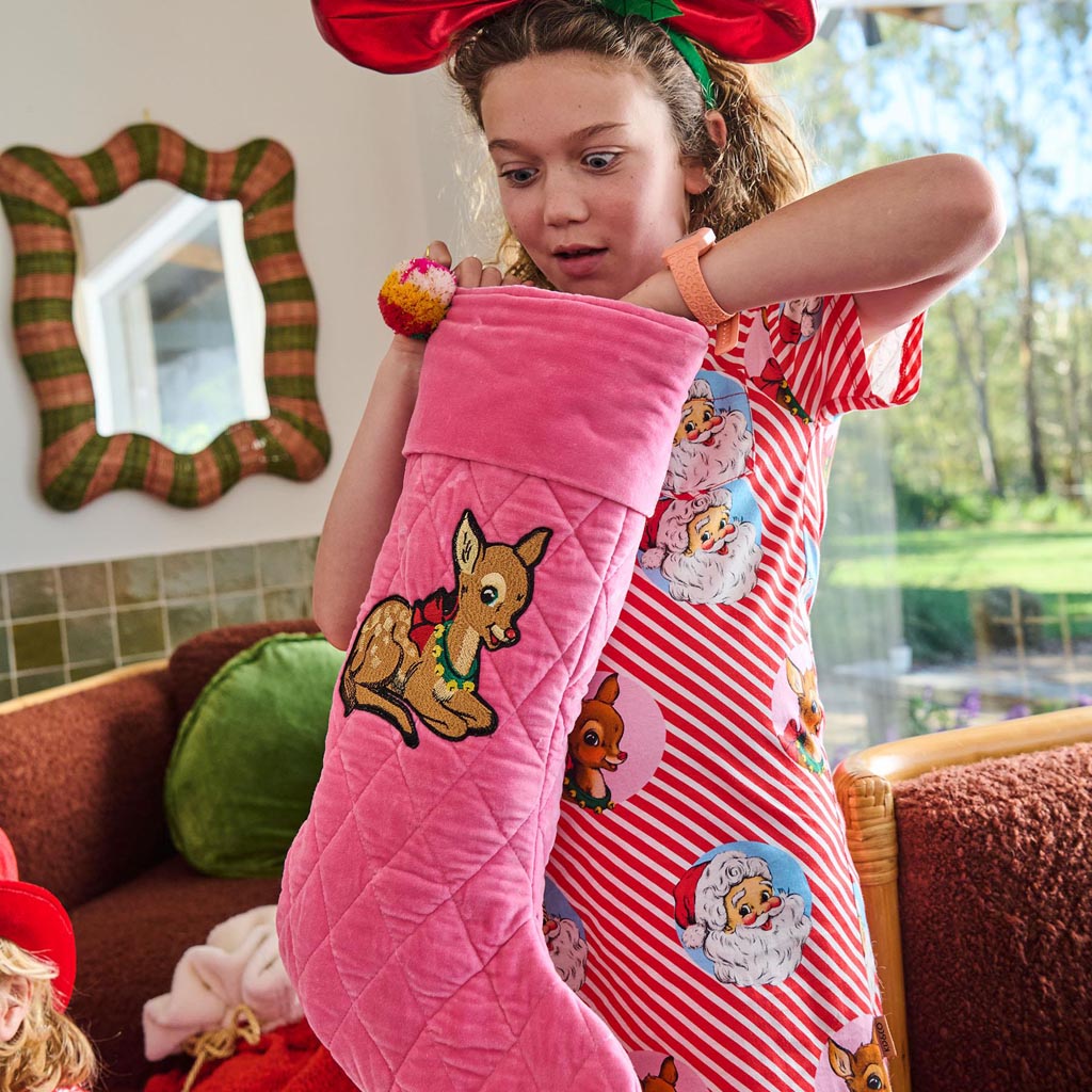 Kip &amp; Co | Rudolph Embroidered Velvet Stocking