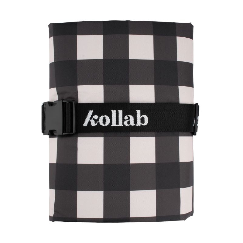 Kollab | Waratah Blooms Picnic Mat Black Check