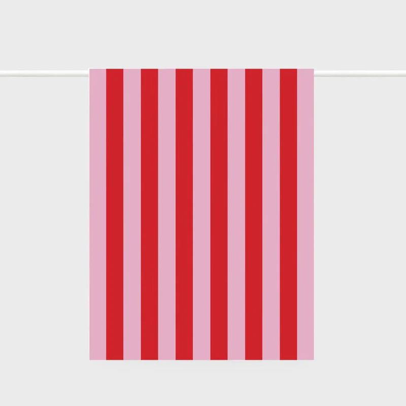 Lettuce | Tea Towel | Bold Stripe Red + Pink