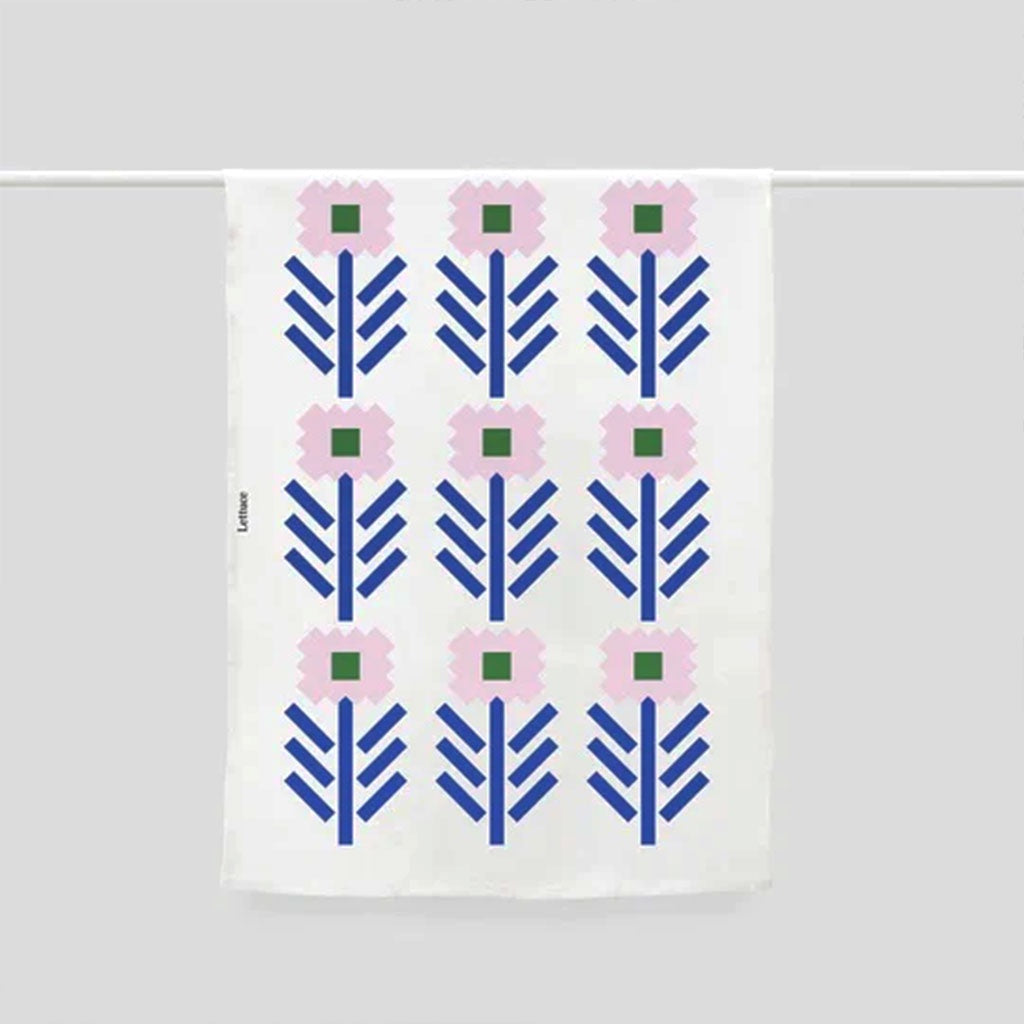 Lettuce | Linen Tea Towel Geo Flowers