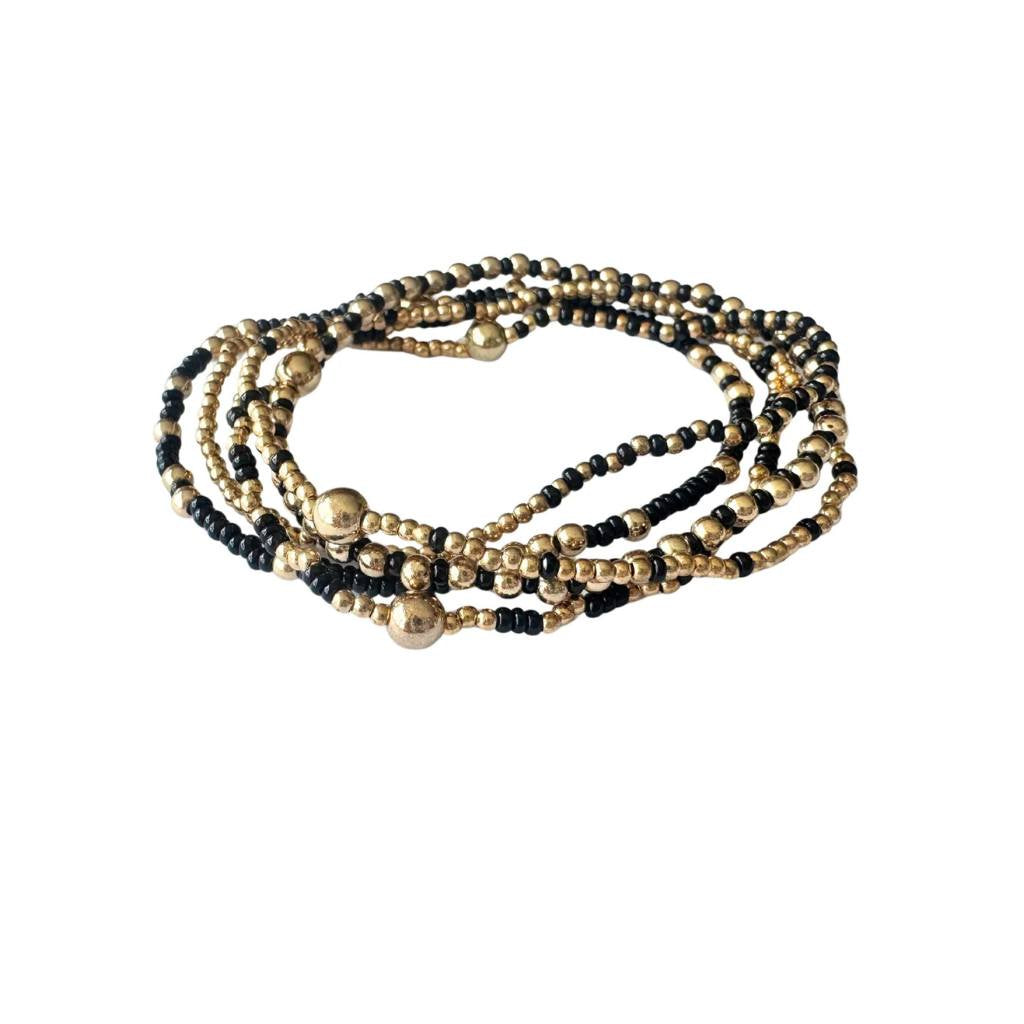 Lindi Kingi | Beaded Bracelet Set Noir Costa
