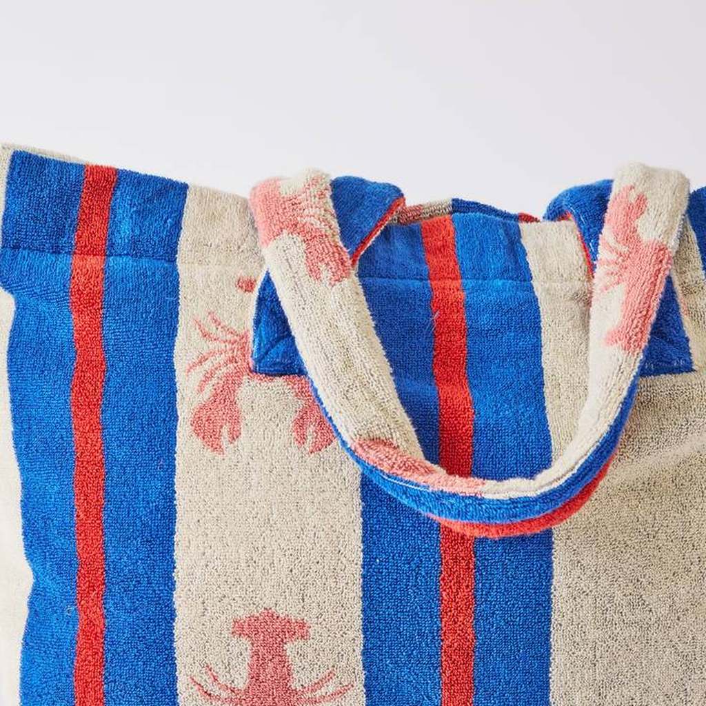 Close-up of the Lobster Fan Club terry texture and handles