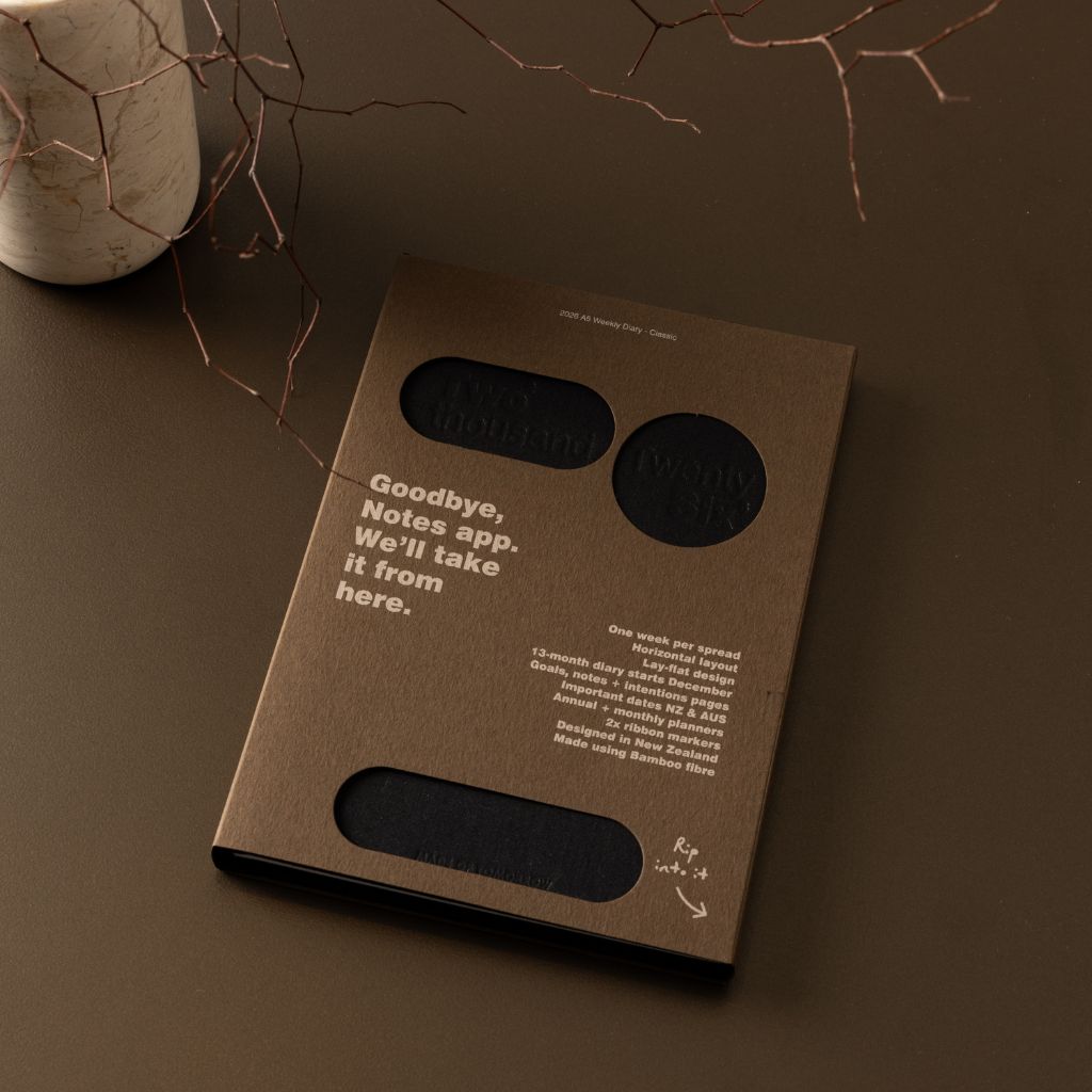 Made of Tomorrow 2026 A5 Weekly Diary - Classic Liquorice