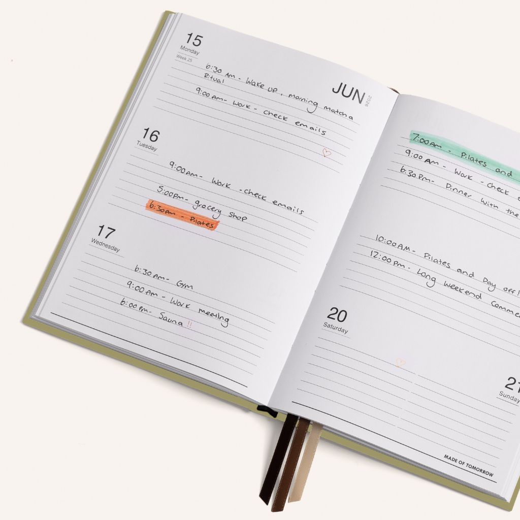Made of Tomorrow 2026 A5 Weekly Diary - Classic Matcha