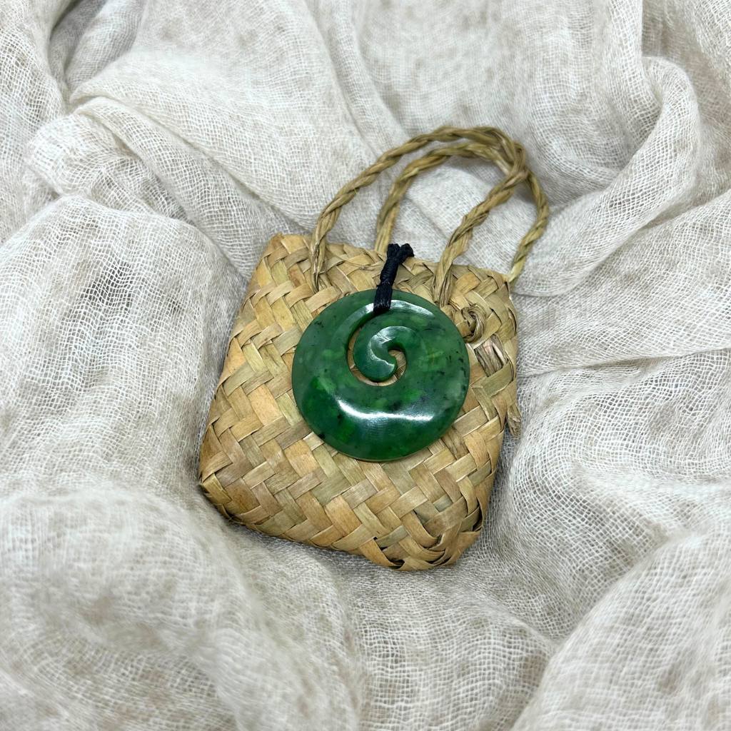 NZ Greenstone Koru Pendant 40mm