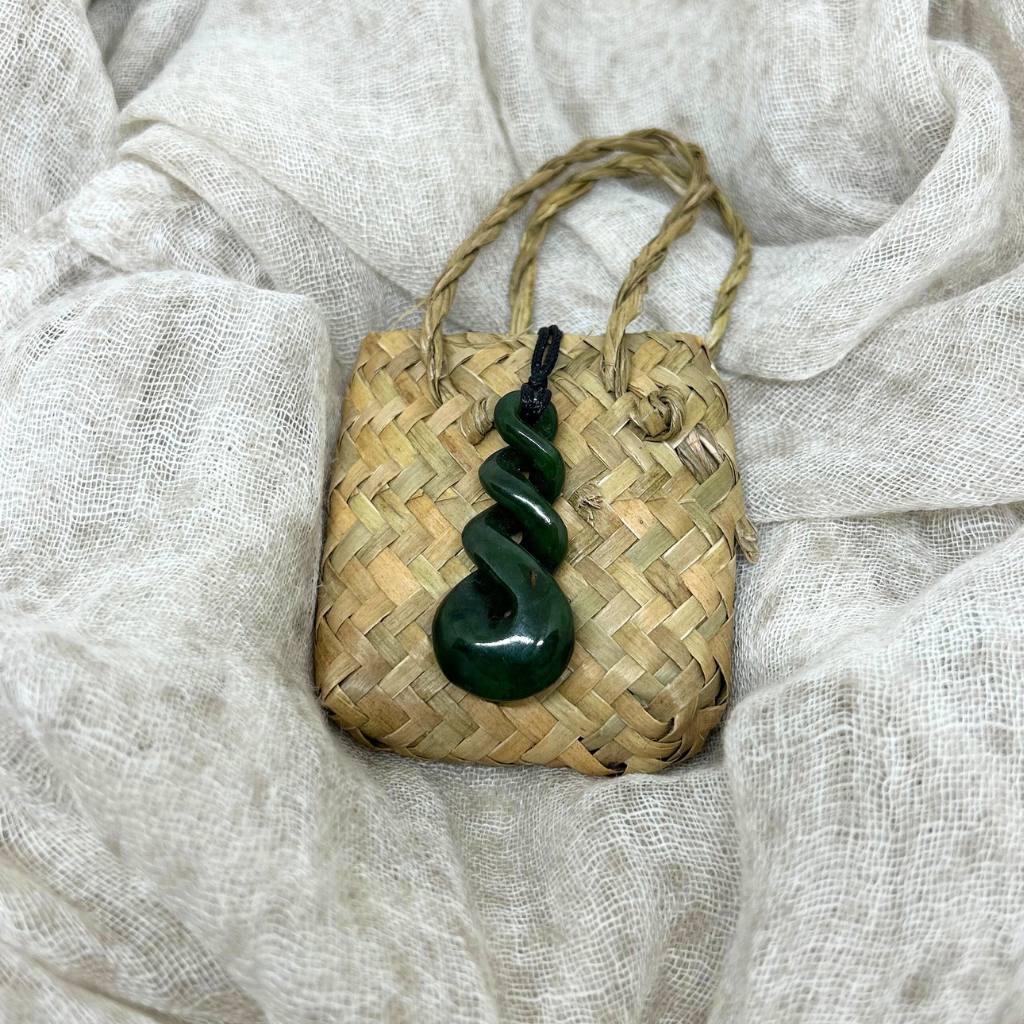 NZ Greenstone Triple Twist Pendant 50mm