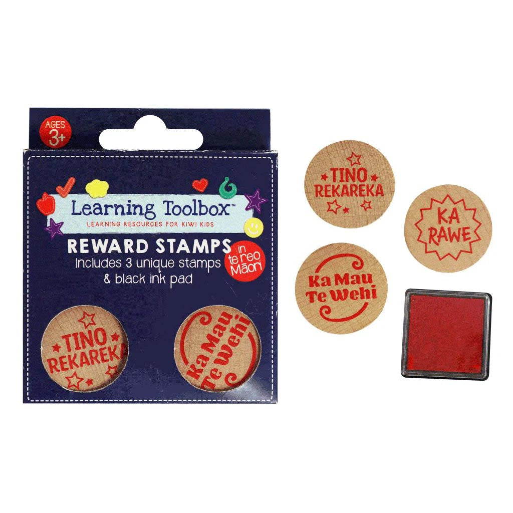 NZ Gift Te Reo Praise Stamp Set 3pc+Ink