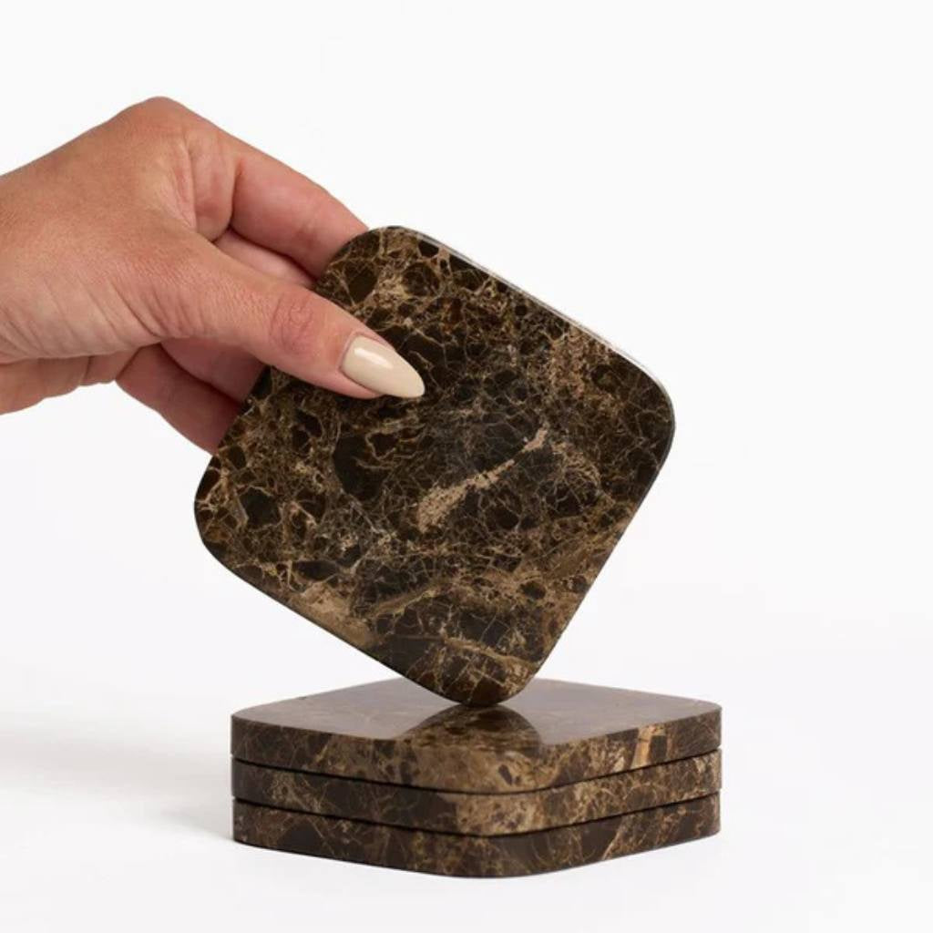 Ned | Stone Coaster 4 Pack - Dark Marble