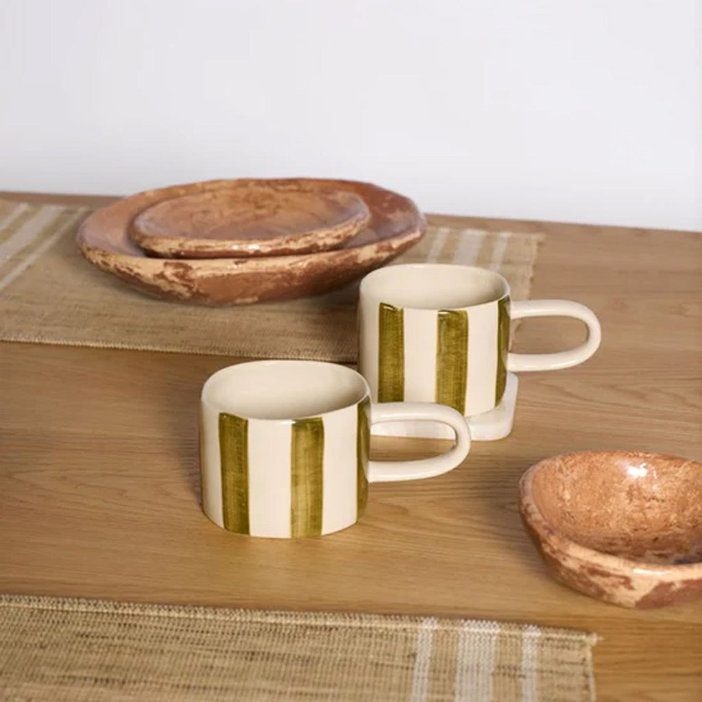 Ned | Fenton Stripe Mug - Olive Stripe