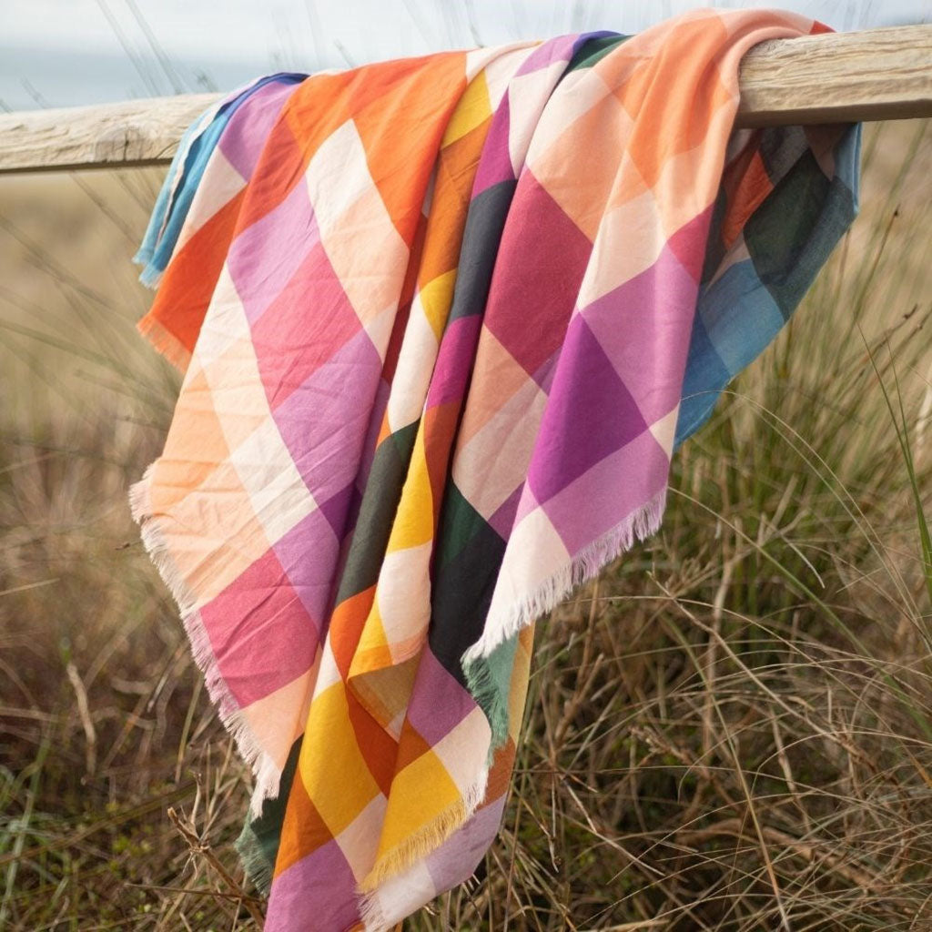 One Hour North Beach Sarong - Rainbow Gingham