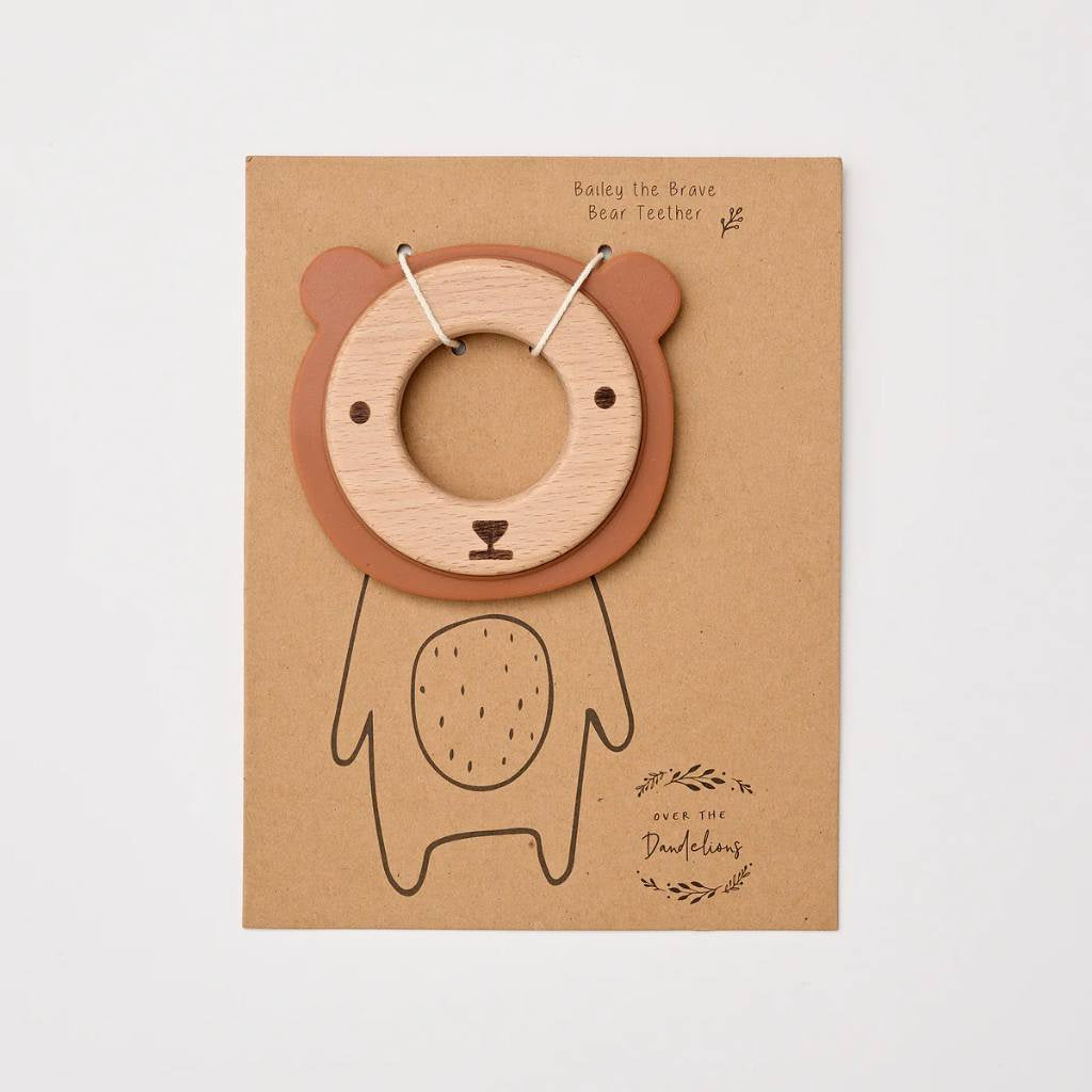 Over The Dandelions | Bailey The Bear Teether Wood + Silicone