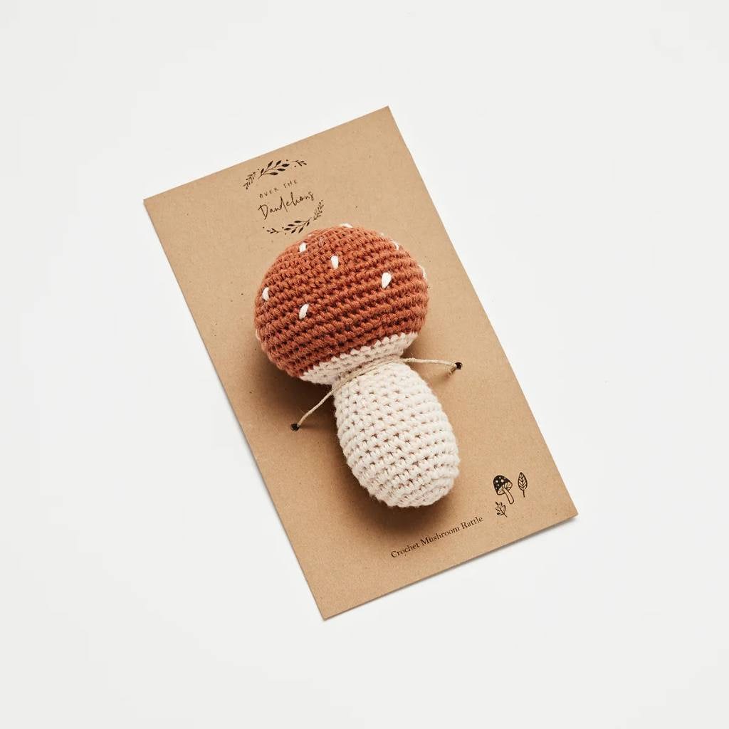 Over The Dandelions | Crochet Mushroom Rattle