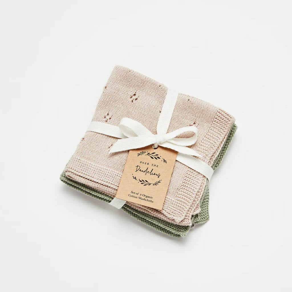 Over The Dandelions | Organic Cotton Wash Cloth Set Fawn