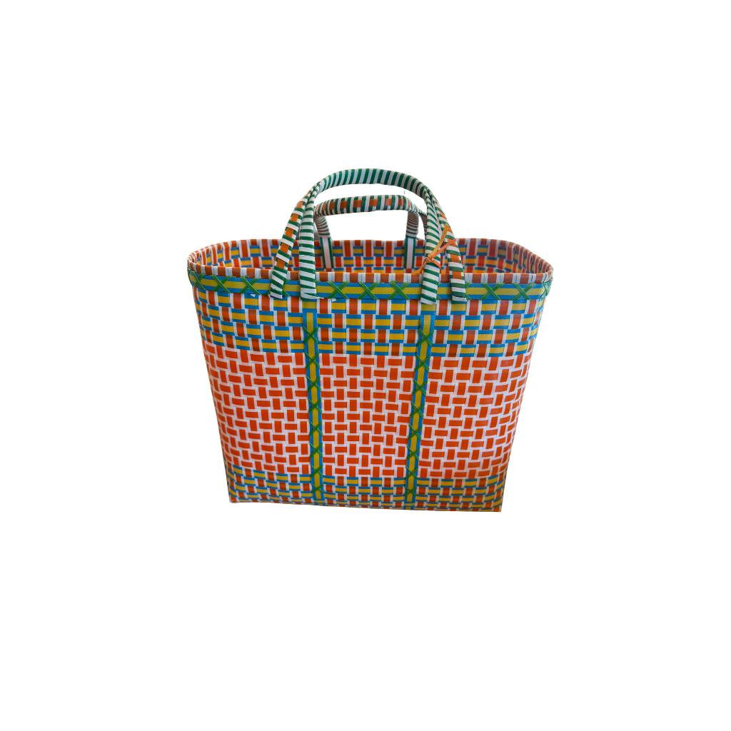Pāli | Market Basket – X-Large - Orange &amp; White Multi