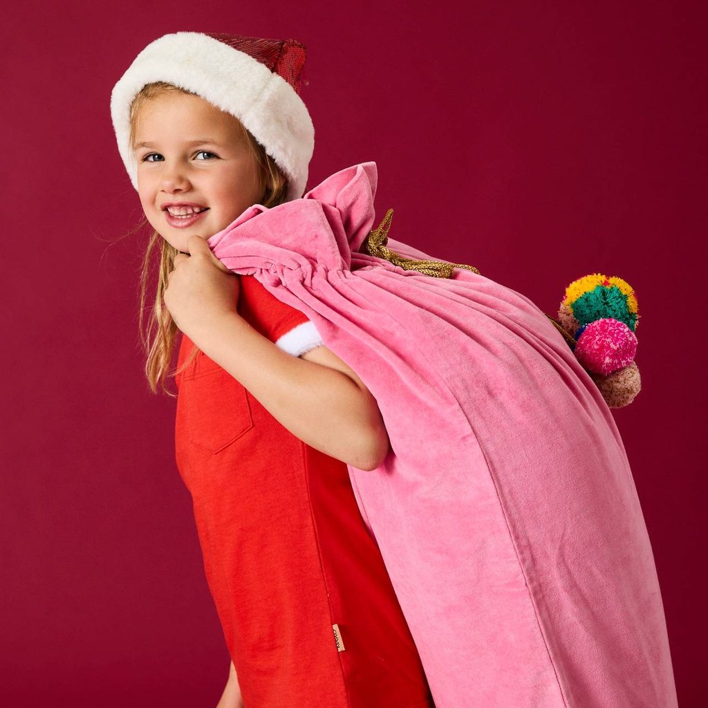 Kip & Co | Pinky Velvet Santa Sack