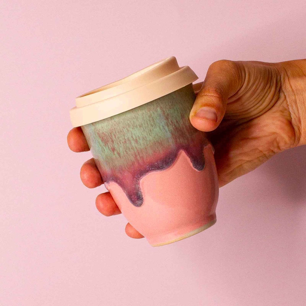 Pottery for the Planet | Medium 8oz Travel Cup - Pink Flamingo