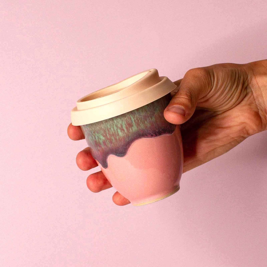 Pottery for the Planet | Small 6oz Travel Cup - Pink Flamingo