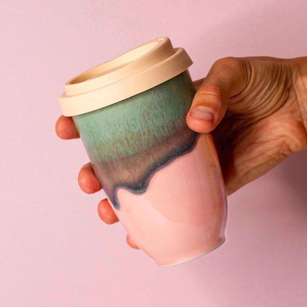 Pottery for the Planet | Large 12oz Travel Cup - Pink Flamingo