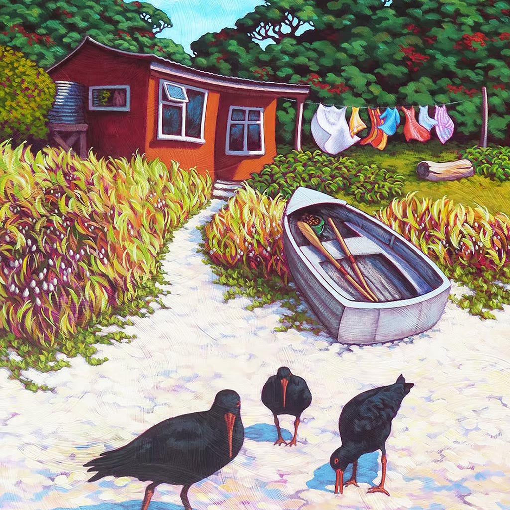 Rachel Olsen Greeting Card - Oyster Catchers & Red Bach