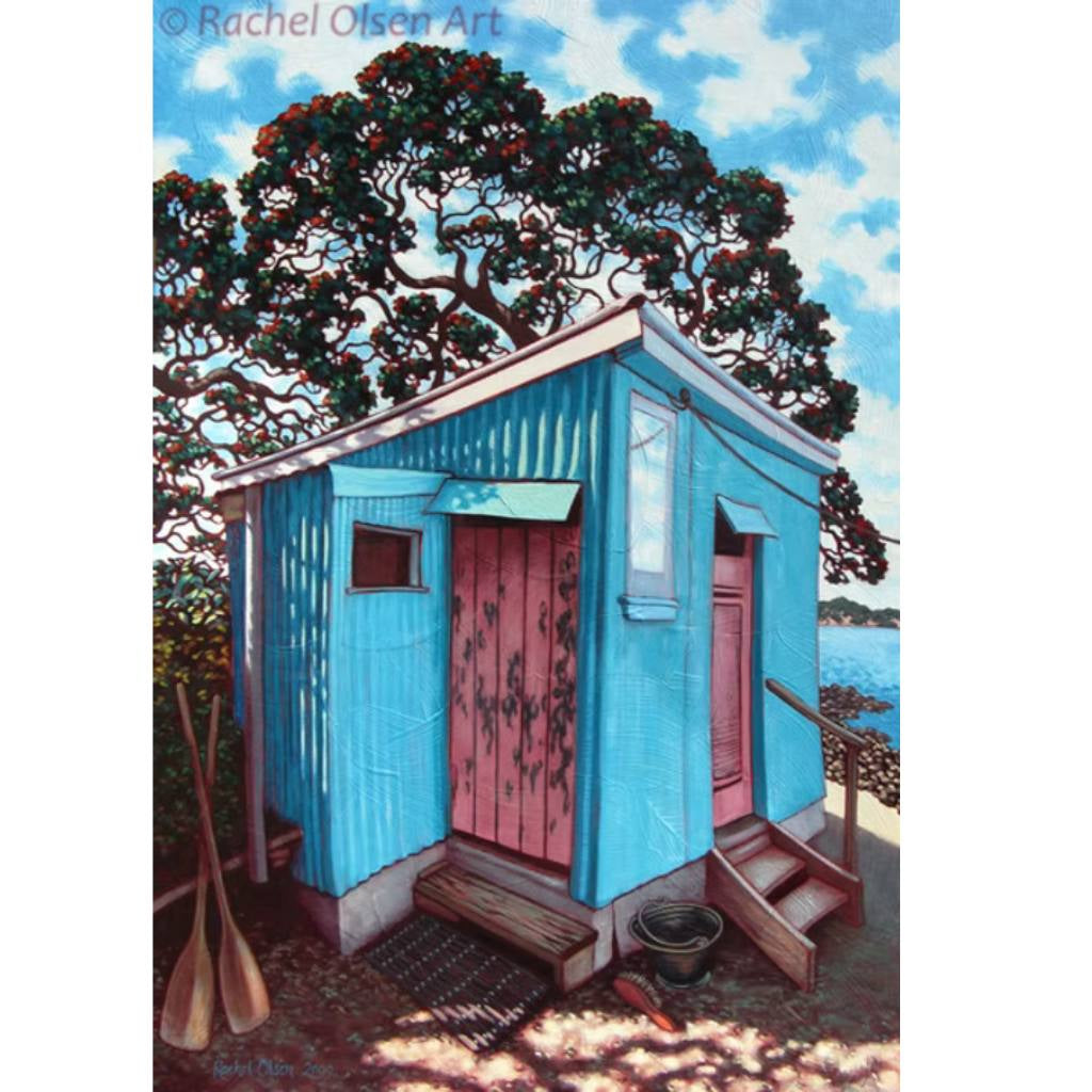 Rachel Olsen Greeting Card Rangitoto Bach
