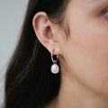 SOPHIE | Pearl Hoop Huggies - Silver