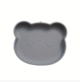 Silicone Children's Panda Dinner Plate - Stone Blue