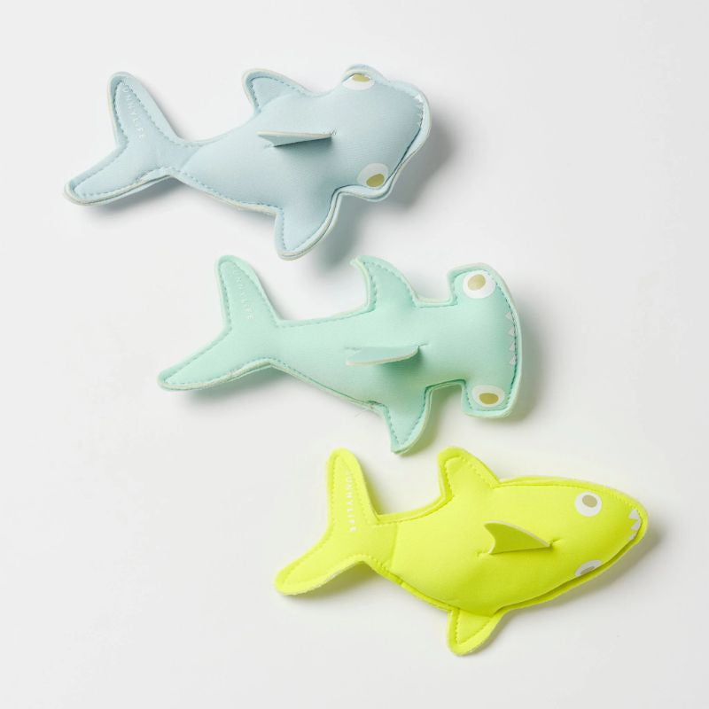 SunnyLife | Dive Buddies Salty the Shark Aqua Neon Yellow Set of 3