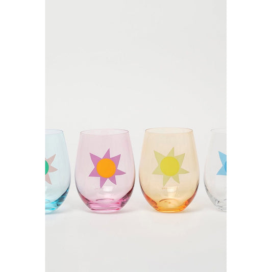 SunnyLife Stemless Glass Tumblers Utopia Multi Set of 4