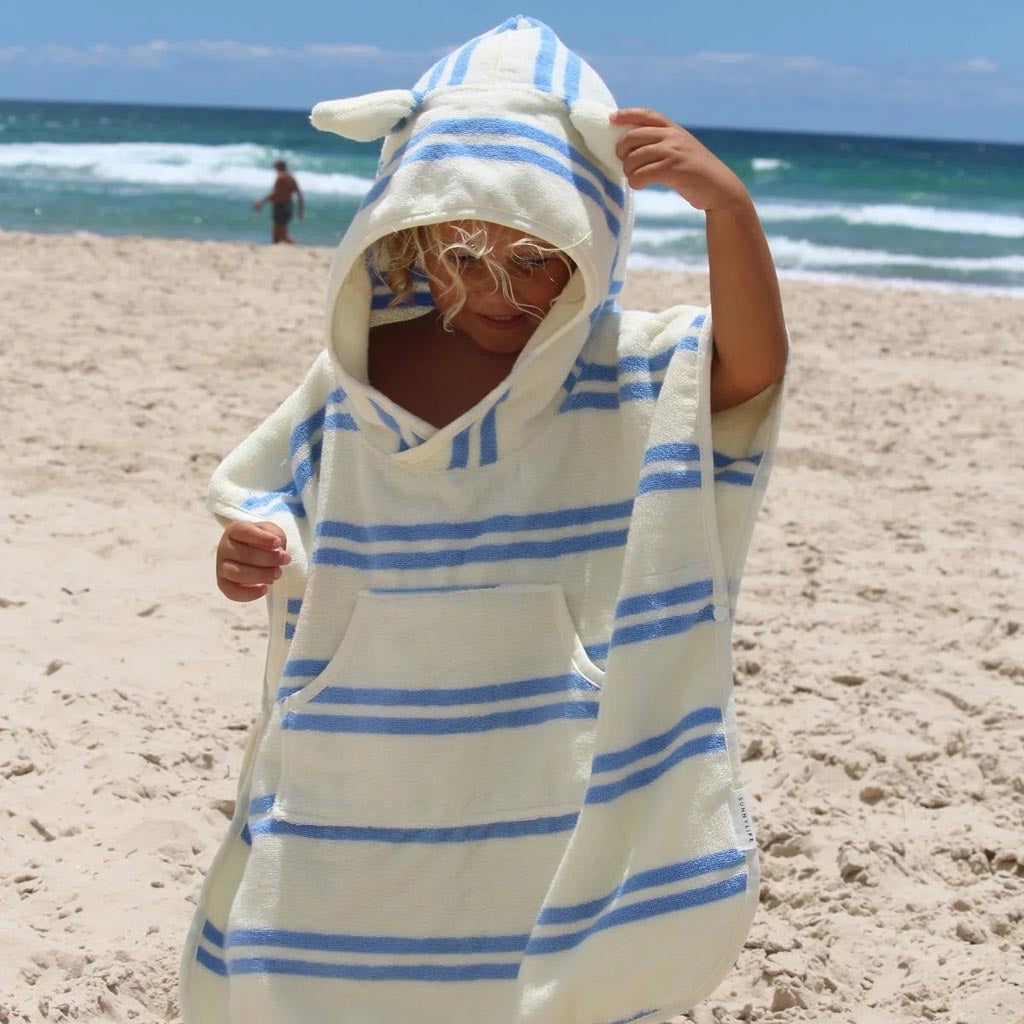 SunnyLife | Kids Character Hooded Towel Sammy the Seagull Blue Stripe