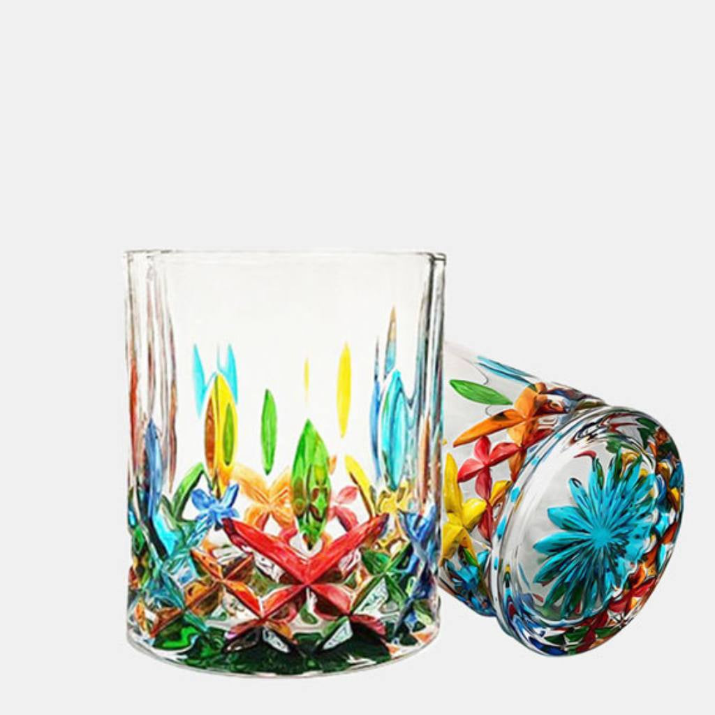 TUTU | Blossom Hand-Painted Crystal Tumbler - Aqua