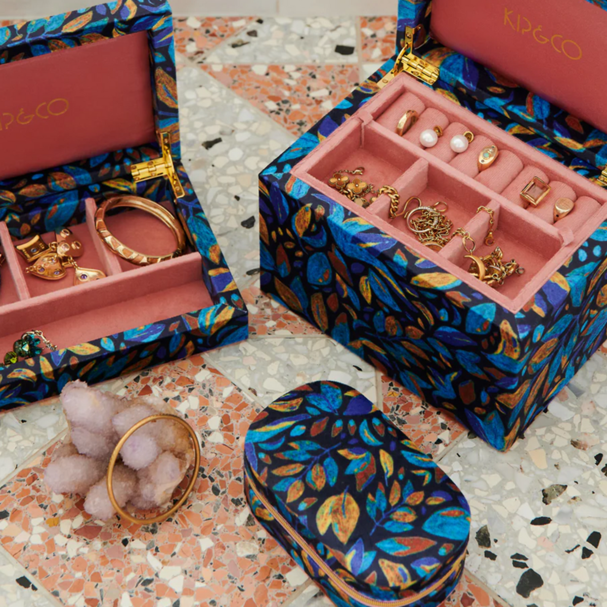 Kip &amp; Co  | Fallen Leaves Velvet Jewellery Box Small