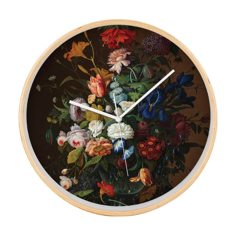 Vintage Flowers Wooden Frame Clock