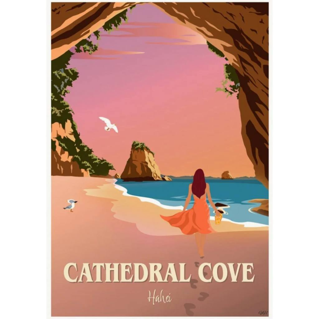 Viva | A4 Cathedral Cove Sunset Print In Display Sleeve
