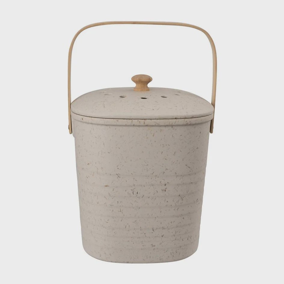 Appetito Eco | Square Compost Bin Bamboo Fibre Grey 3.3Ltr - Cove. Beach Essentials