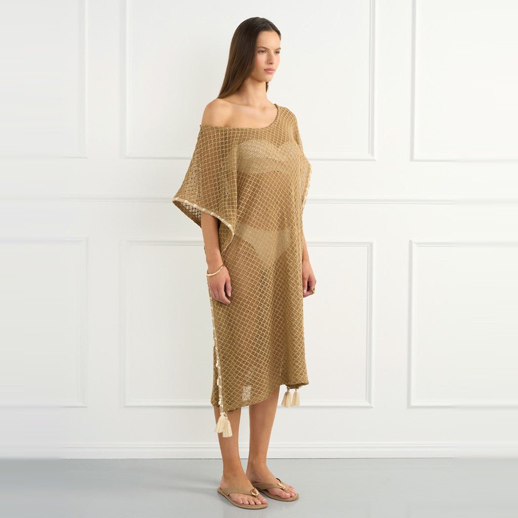 Aqua Blu Overswim Jada Kaftan Beige - Cove. Beach Essentials