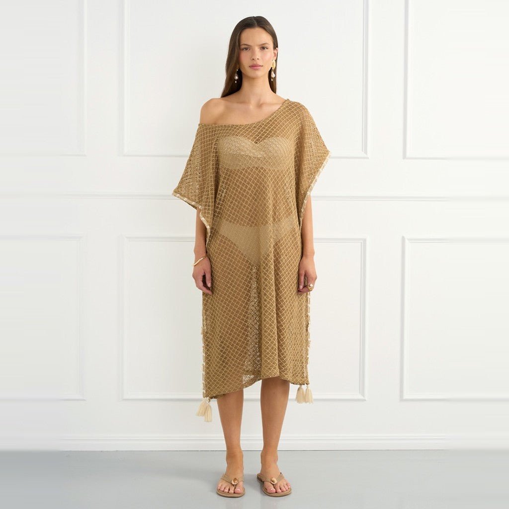 Aqua Blu Overswim Jada Kaftan Beige - Cove. Beach Essentials