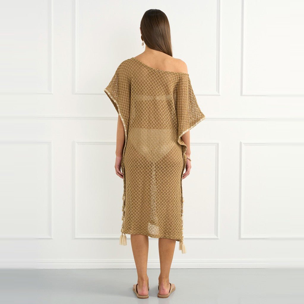 Aqua Blu Overswim Jada Kaftan Beige - Cove. Beach Essentials