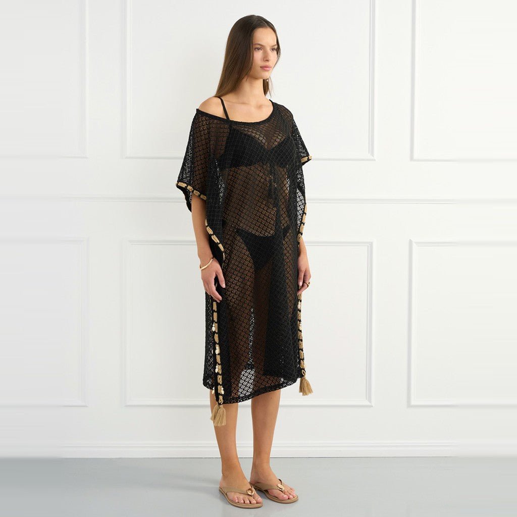 Aqua Blu Overswim Jada Kaftan Black - Cove. Beach Essentials