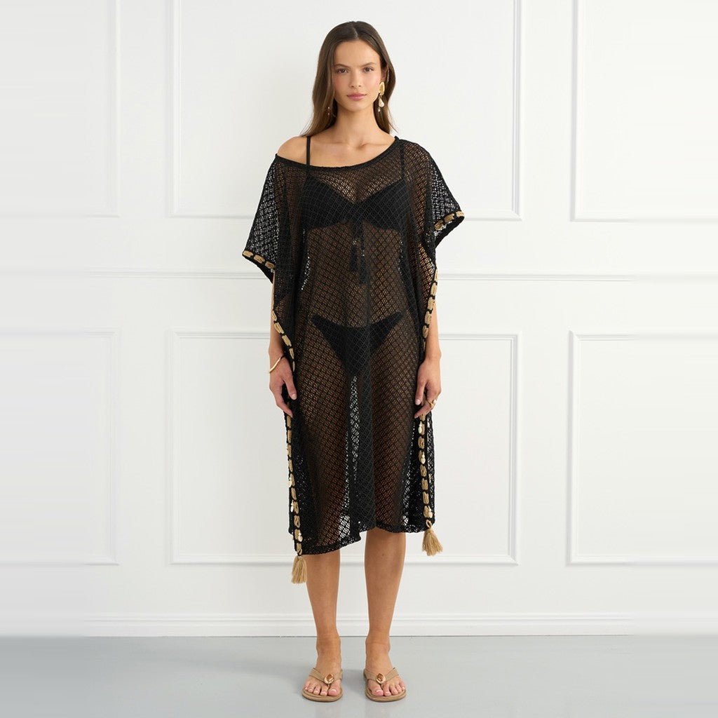 Aqua Blu Overswim Jada Kaftan Black - Cove. Beach Essentials